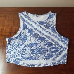 Blue patterned crop top